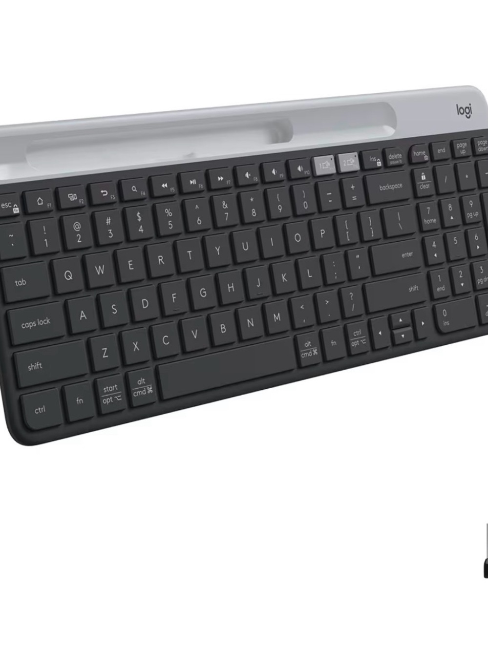 Logitech K585 Slim Wireless Keyboard with Built-in Phone Cradle - Graphite